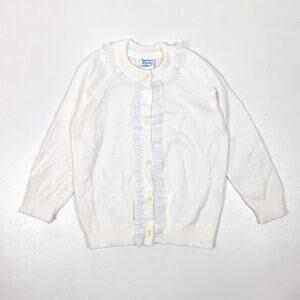 Vintage Nursery Rhyme Cardigan Girls Size 2-3T White Sweater Lightweight